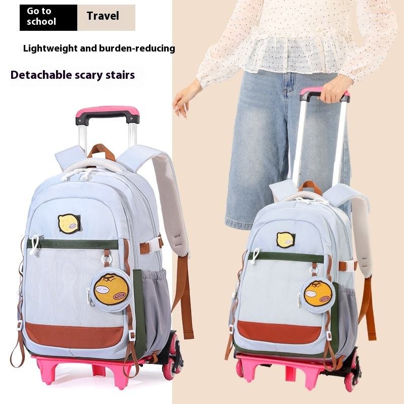 Grade Primary School Students Pull-Rod Schoolbag Universal Water-Repellent - Image 2