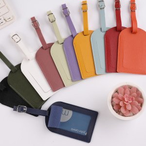 Wholesale Custom Logo Multicolor PU Leather Luggage Tag Set Personalized Travel Accessories