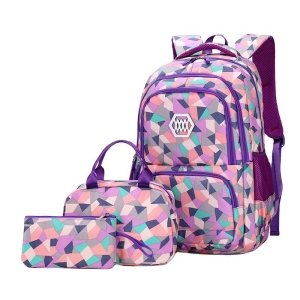Hot Selling Girls School Bags 3Pcs Set Waterproof Backpack for Kids Lunch Bag Set Large Capacity for Primary Student Teenagers