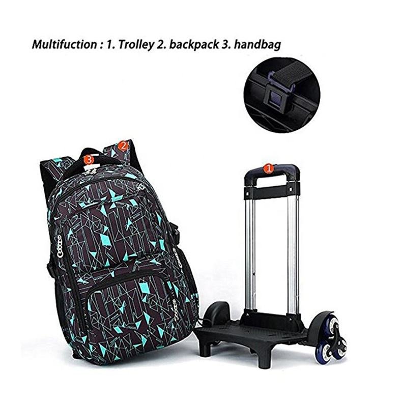 Rolling Backpack on Wheels High-Capacity School Bag Backpacks for Students Climbing Stairs - Image 2